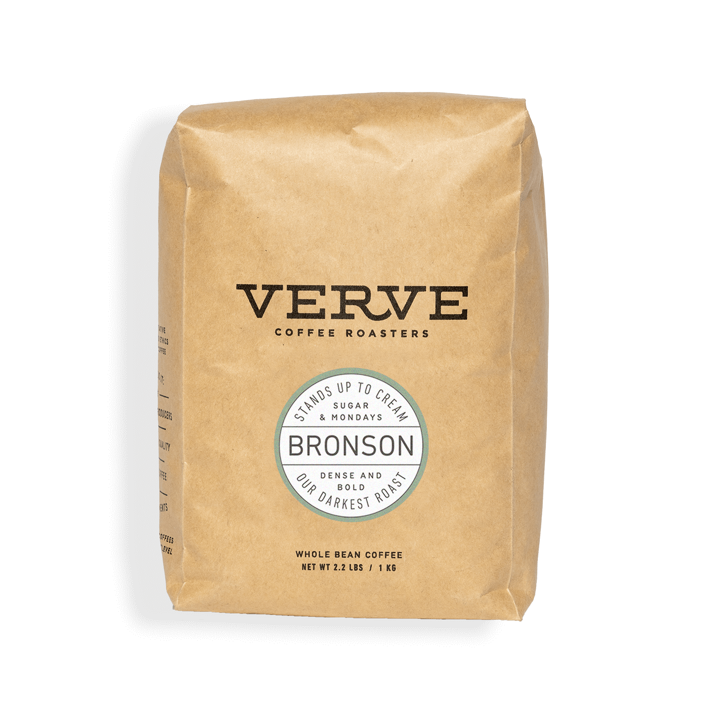 Verve Coffee Roasters - Bronson - Stands Up To Cream - Sugar & Mondays - Dense and Bold - Our Darkest Roast - Whole Bean Coffee - 2.2 lbs / 1 kg