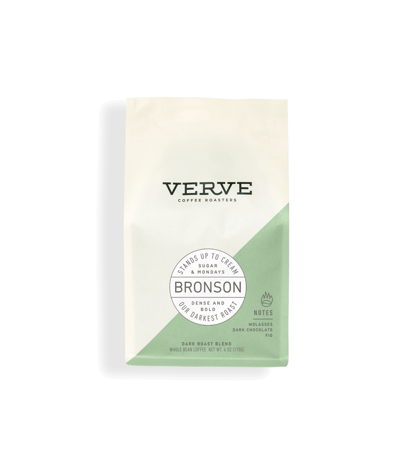Verve Coffee Roasters - Bronson - Stands Up To Cream - Sugar & Mondays - Dense and Bold - Our Darkest Roast - Dark Roast Blend - Notes: Molasses, Dark Chocolate, Fig