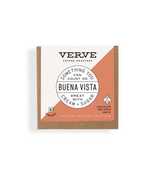 Verve Coffee Roasters - Buena Vista - Something You Can Count On - Great With Cream + Sugar - Notes: Chocolate, Red Apple, Maple - 6 Servings - Craft Instant Coffee 6-Pack