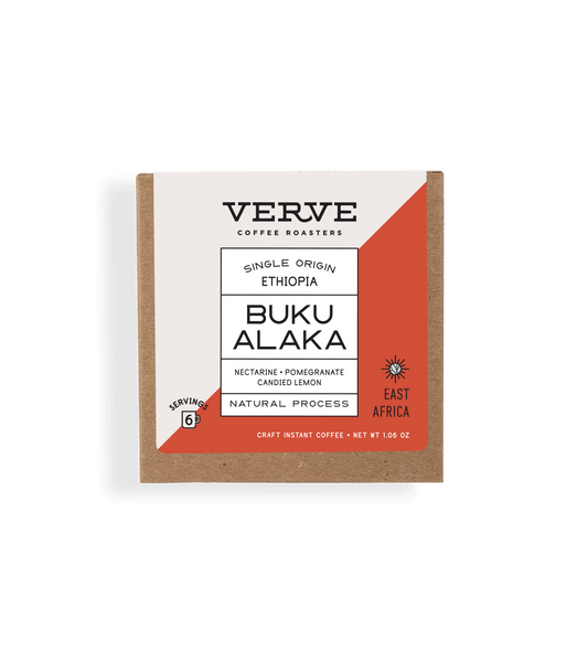 Verve Coffee Roasters - Buku Alaka - Craft Instant Coffee - Single Origin - Ethiopia - Tasting Notes: Nectarine, Pomegranate, Candied Lemon - Natural Process - 6 Servings - East Africa - 1.06 oz