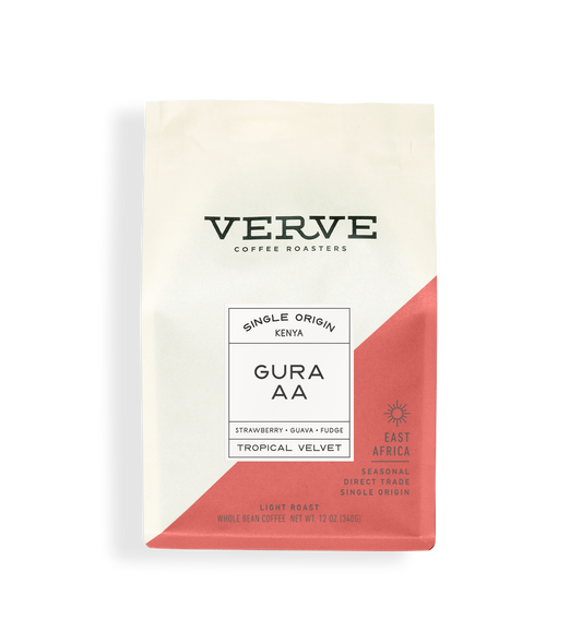 Verve Coffee Roasters - Gura AA - Single Origin Kenya - Notes: Strawberry, Guava, Fudge - Tropical Velvet - East Africa - Seasonal - Direct Trade - Light Roast