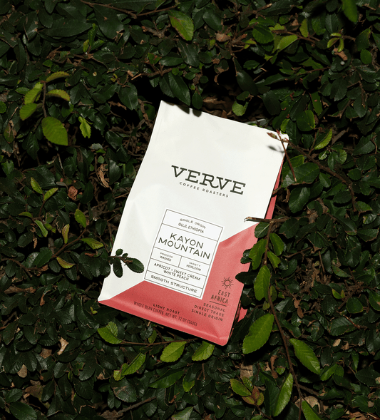 Verve Coffee Roasters - Kayon Mountain - Single Origin - Guji, Ethiopia - Process: Washed - Variety: Heirloom - Tasting Notes: Apricot, Sweet Cream, White Peach - Smooth Structure - East Africa - Seasonal - Direct Trade