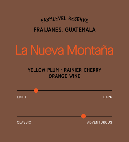 Verve Coffee Roasters - La Nueva Montana Natural Farmlevel Reserve - Scent Profile - Fraijanes, Guatemala - Tasting Notes: Yellow Plum, Rainier Cherry, Orange Wine - Light + Adventurous