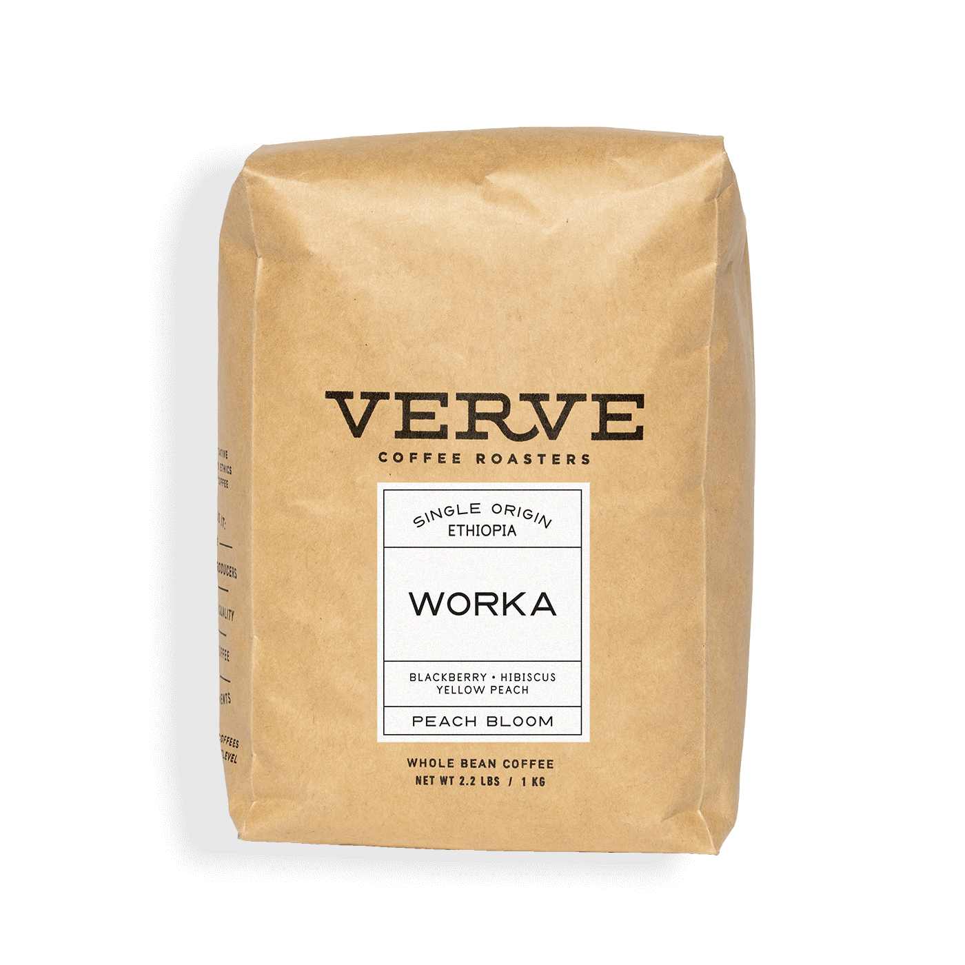 Verve Coffee Roasters - Worka - Single Origin Ethiopia - Blackberry, Hibiscus, Yellow Peach - Peach Bloom - Whole Bean Coffee - 2.2 lbs / 1 kg