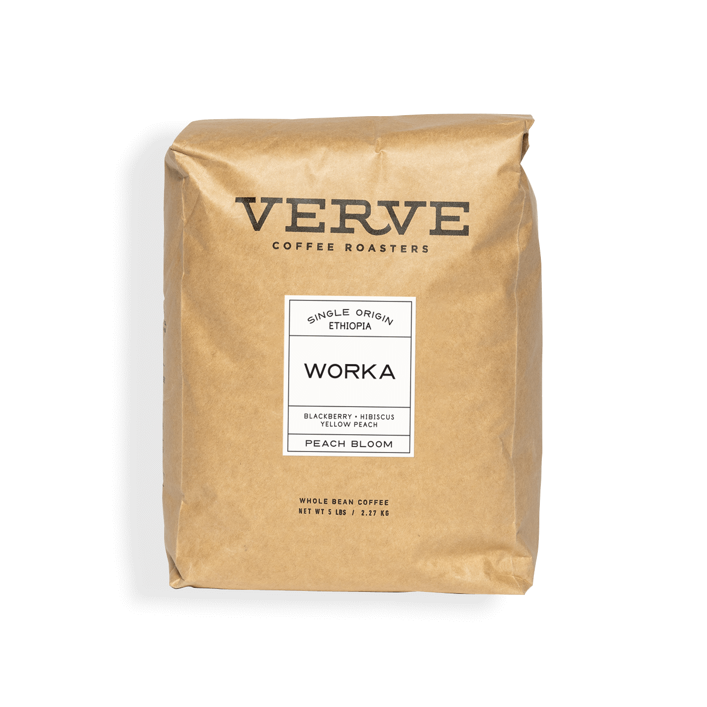 Verve Coffee Roasters - Worka - Single Origin Ethiopia - Blackberry, Hibiscus, Yellow Peach - Peach Bloom - Whole Bean Coffee - 5 lbs / 2.27 kg