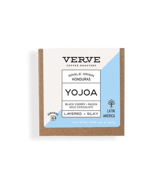 Verve Coffee Roasters - Yojoa - Craft Instant Coffee - Single Origin - Honduras - Tasting Notes: Black Cherry, Raisin, Milk Chocolate - Layered + Silky - 6 Servings - Latin America - 1.06oz