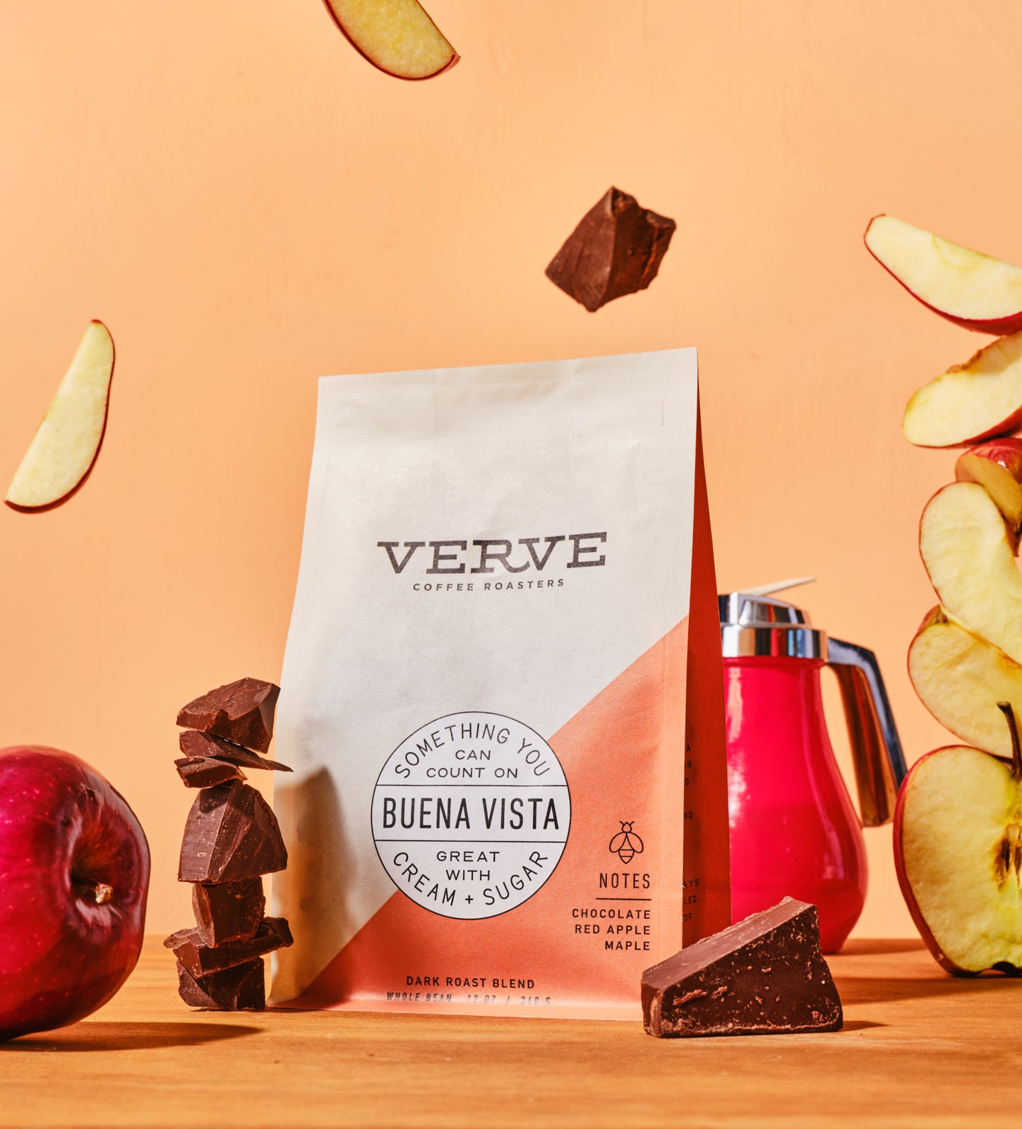 Buena Vista whole bean with tasting notes of chocolate, red apple and maple.