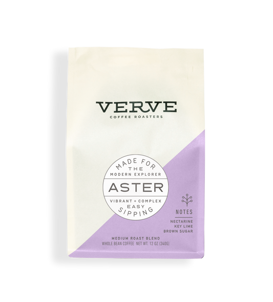 Verve Coffee Roasters - Aster - Made for the modern explorer - Vibrant + Complex - Easy sipping - Notes: Nectarine, Key Lime, Brown Sugar - Medium Roast