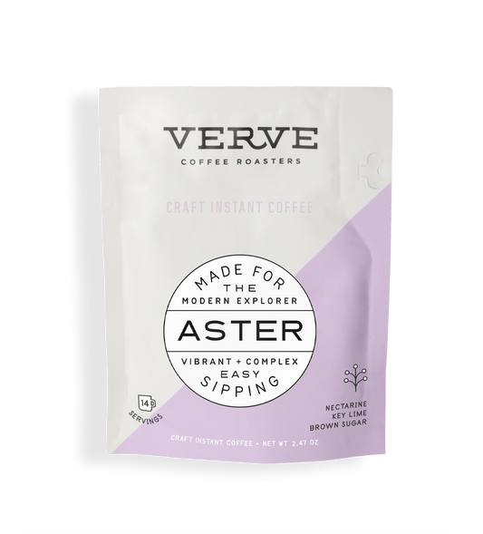 Verve Coffee Roasters - Aster - Craft Instant Coffee - Made For The Modern Explorer - Vibrant + Complex - Easy Sipping - Notes: Nectarine, Key Lime, Brown Sugar - 14 Servings - 2.47 oz