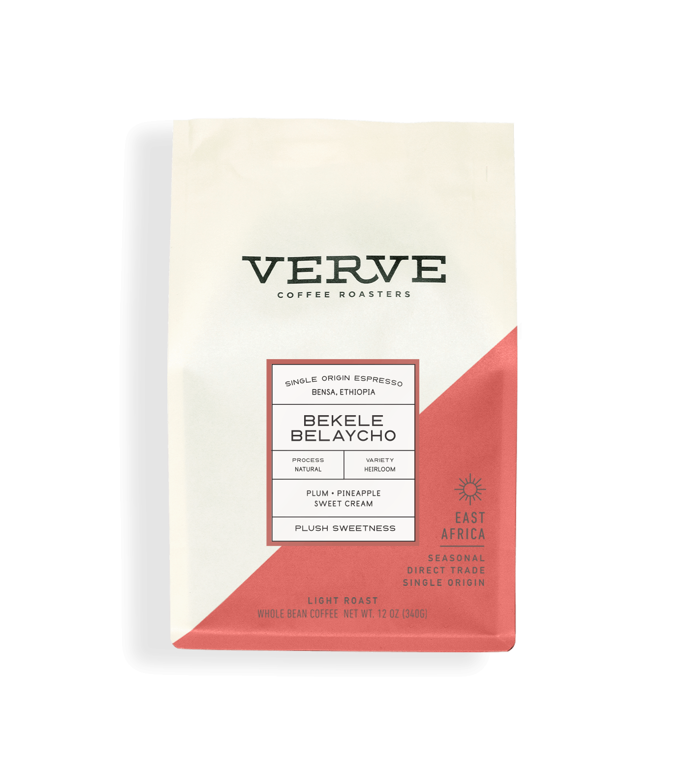 Verve Coffee Roasters - Bekele Belaycho Espresso - 12oz - Single Origin - Process: Natural - Variety: Heirloom - Tasting Notes: Plum, Pineapple, Sweet Cream - Plush Sweetness - East Africa - Seasonal - Direct Trade - Light Roast - Whole Bean Coffee