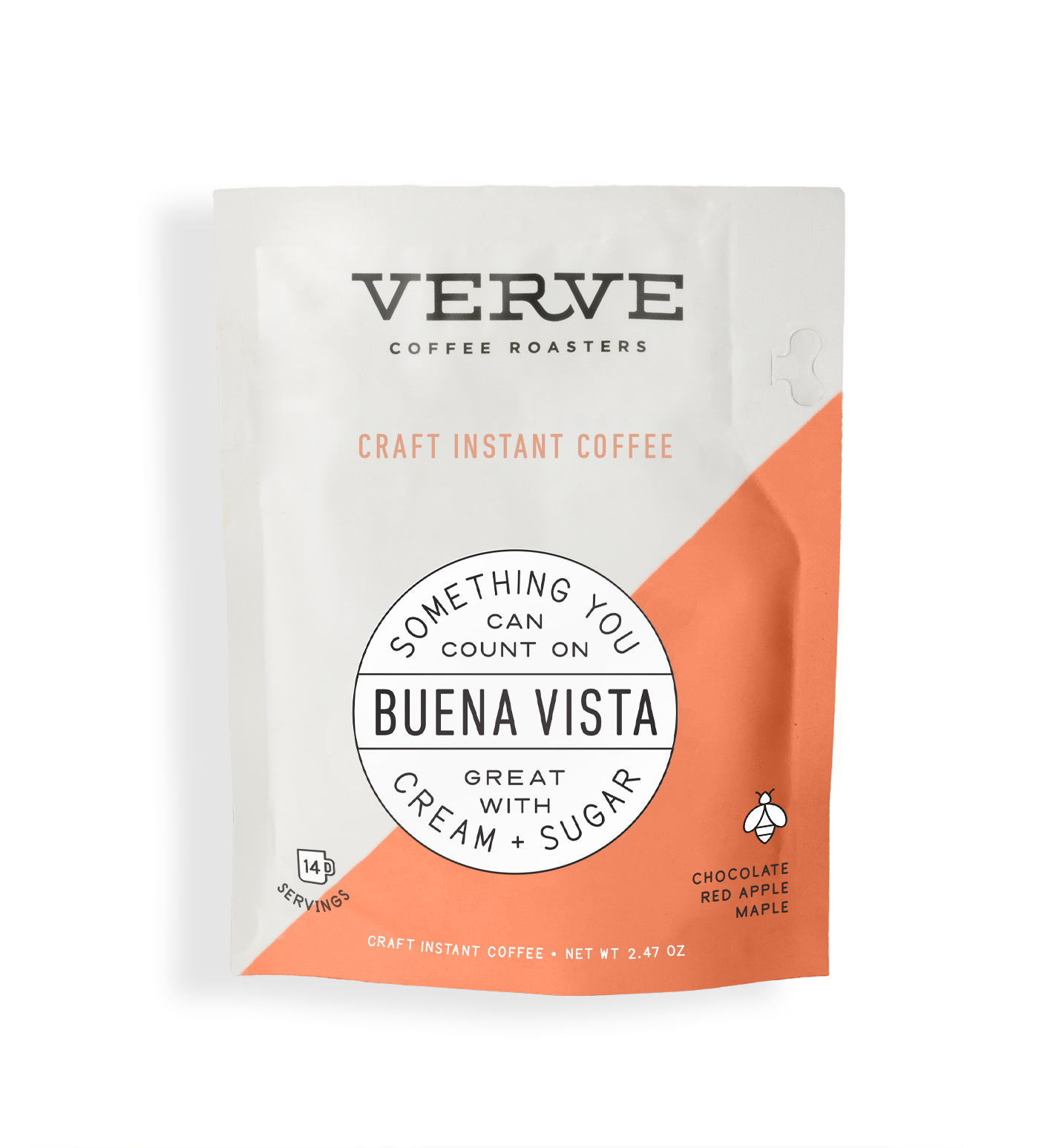 Verve Coffee Roasters - Buena Vista - Craft Instant Coffee - Something You Can Count On - Great With Cream + Sugar - Notes: Chocolate, Red Apple, Maple - 14 Servings - 2.47 oz