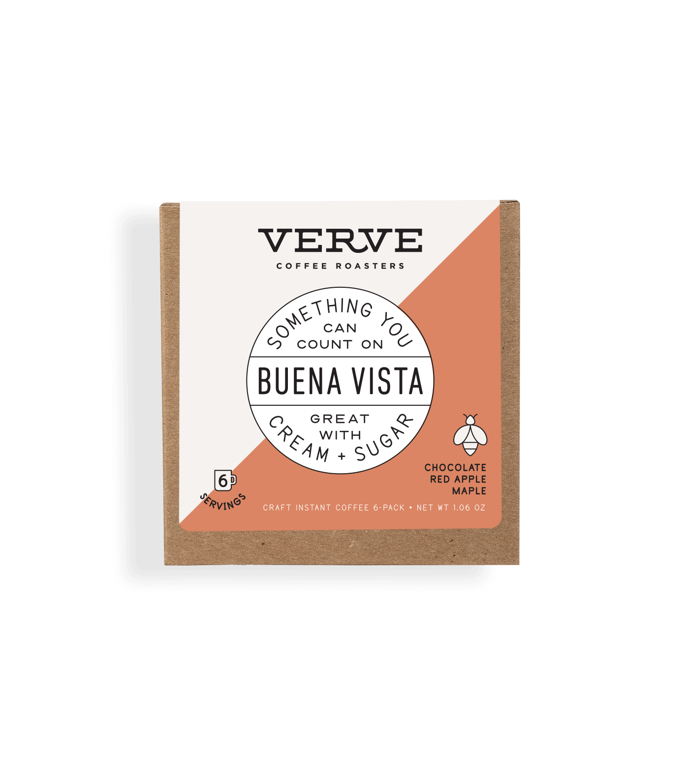Verve Coffee Roasters - Buena Vista - Something You Can Count On - Great With Cream + Sugar - Notes: Chocolate, Red Apple, Maple - 6 Servings - Craft Instant Coffee 6-Pack
