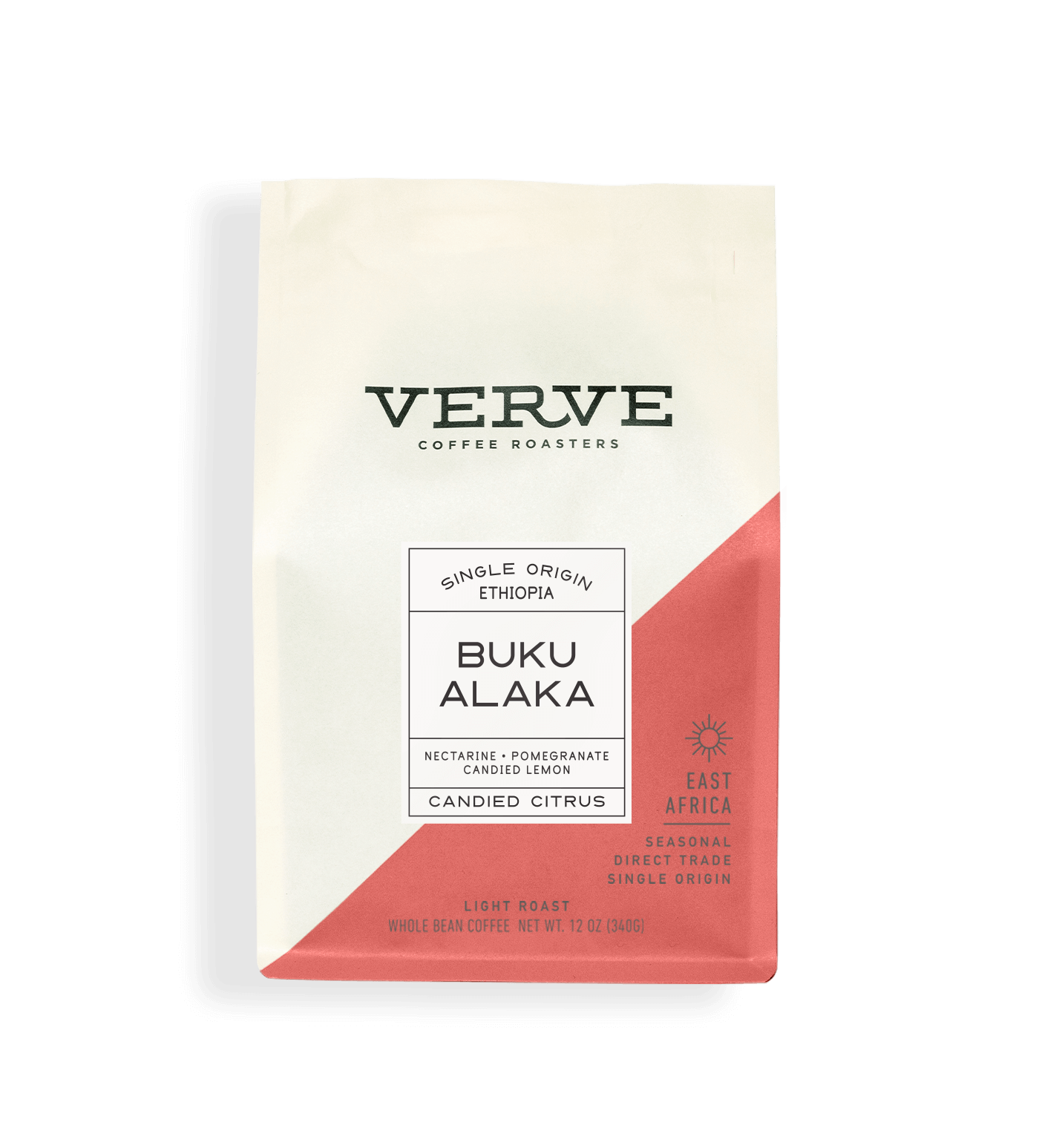 Verve Coffee Roasters - Buku Alaka - Single Origin Ethiopia - Tasting Notes: Necatarine, Pomegranate, Candied Lemon - Candied Citrus - East Africa - Seasonal - Direct Trade - Light Roast