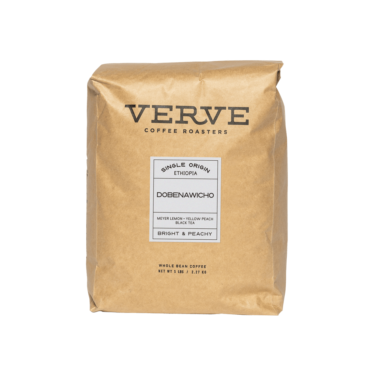 Verve Coffee Roasters - Dobenawicho - Single Origin Ethiopia - Notes: Meyer Lemon, Yellow Peach, Black Tea - Bright & Peachy - Whole Bean Coffee - 5 lbs / 2.27 kg