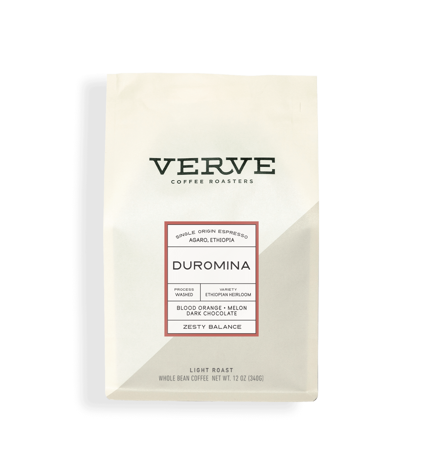 Verve Coffee Roasters - Duromina - Single Origin Espresso - Agaro, Ethiopia - Process: Washed - Variety: Ethiopian Heirloom - Tasting Notes: Blood Orange, Melon, Dark Chocolate - Zesty Balance - Light Roast