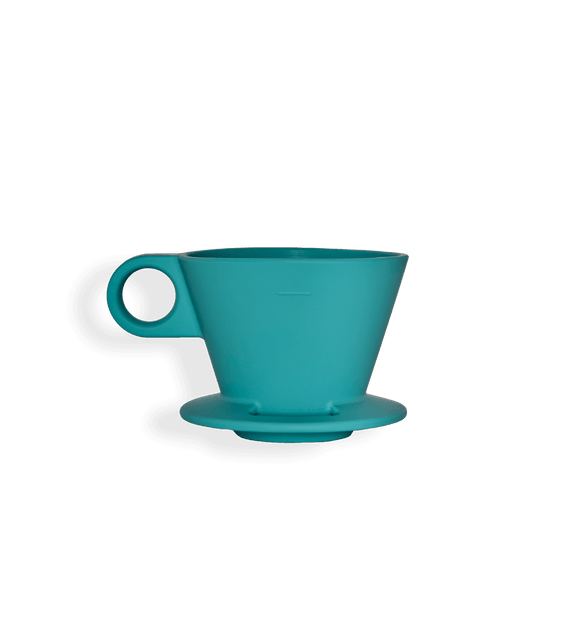 a blue coffee cup with a handle