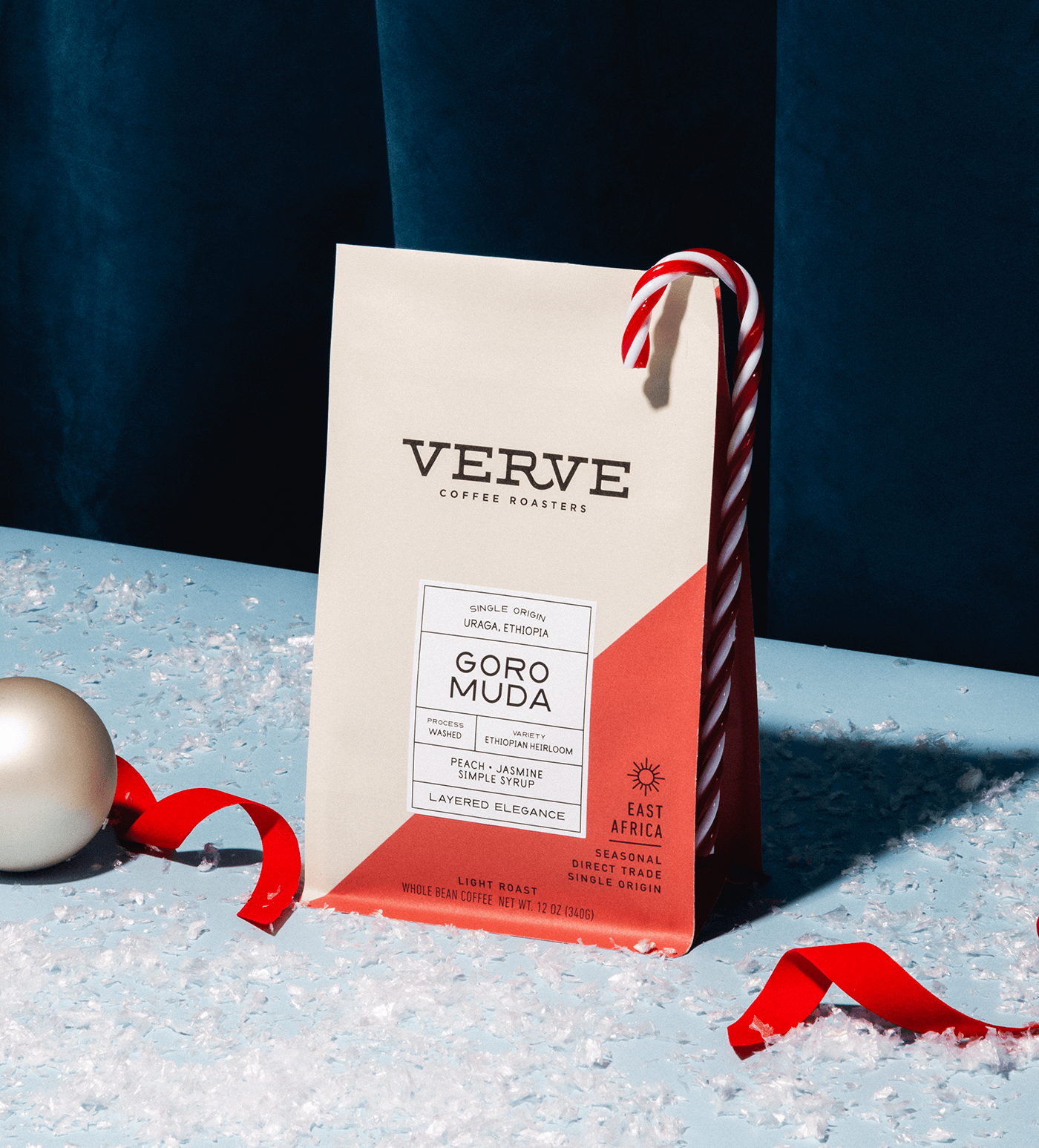 Verve Coffee Roasters - Goro Muda - Single Origin - Uraga, Ethiopia - Process: Washed - Variety: Ethiopian Heirloom - Tasting Notes: Peach, Jasmine, Simple Syrup - Layered Elegance - East Africa - Direct Trade - Seasonal - Whole Bean Coffee