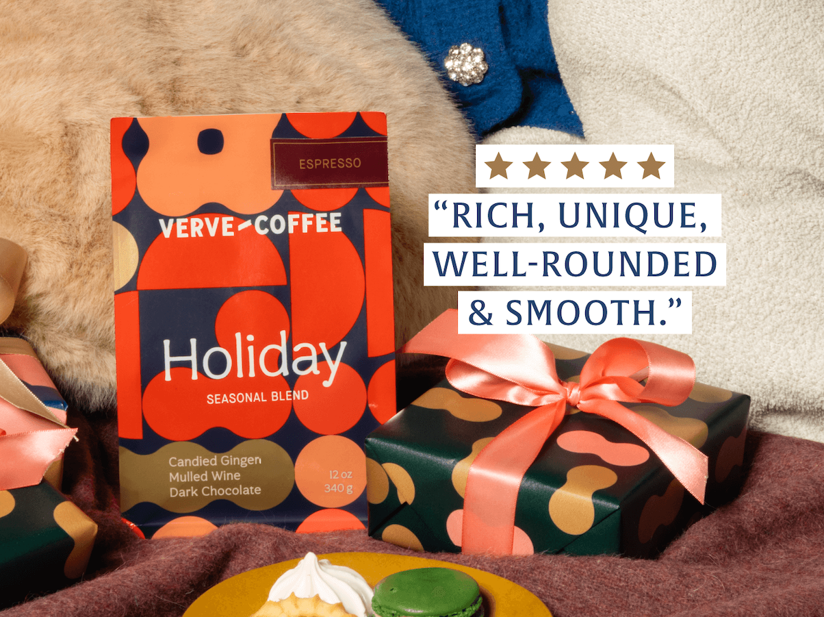 Verve Coffee Roasters - Holiday Seasonal Espresso Blend - Tasting Notes: Candied Ginger, Mulled Wine, Dark Chocolate - 5 Stars - "Rich, Unique, Well-Rounded, & Smooth"
