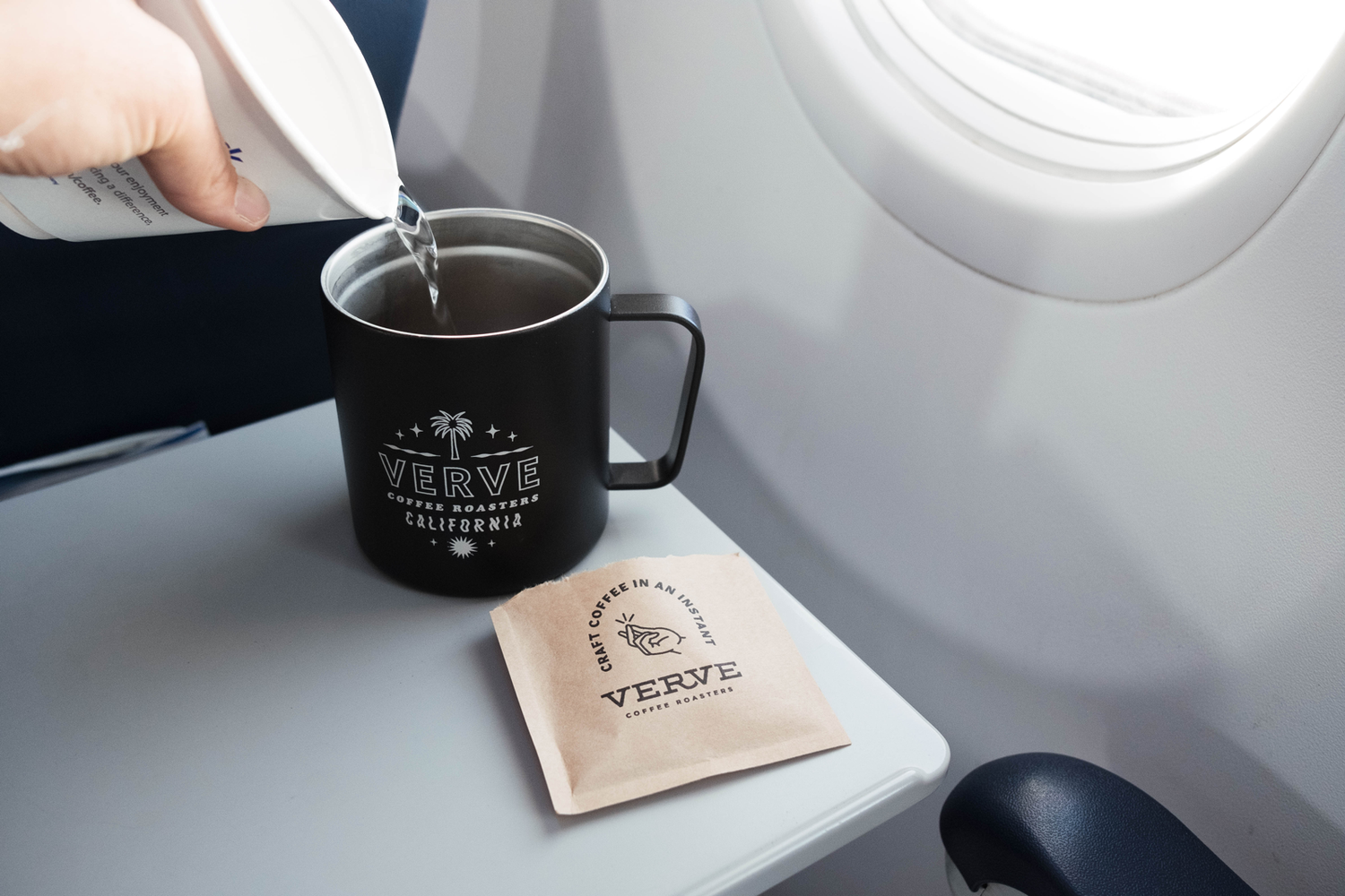 Verve Instant coffee on a plane