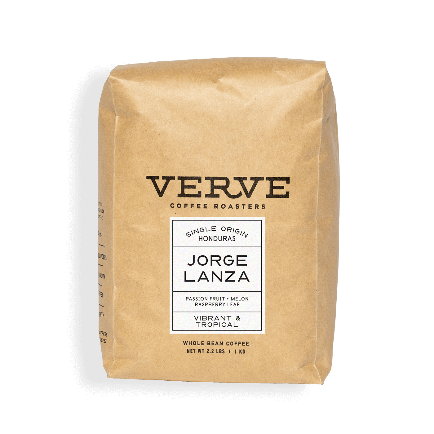 Verve Coffee Roasters - Jorge Lanza - Single Origin Honduras - Tasting Notes: Passion Fruit, Melon, Raspberry Leaf - Vibrant & Tropical - Whole Bean Coffee - 2.2 lbs / 1 kg