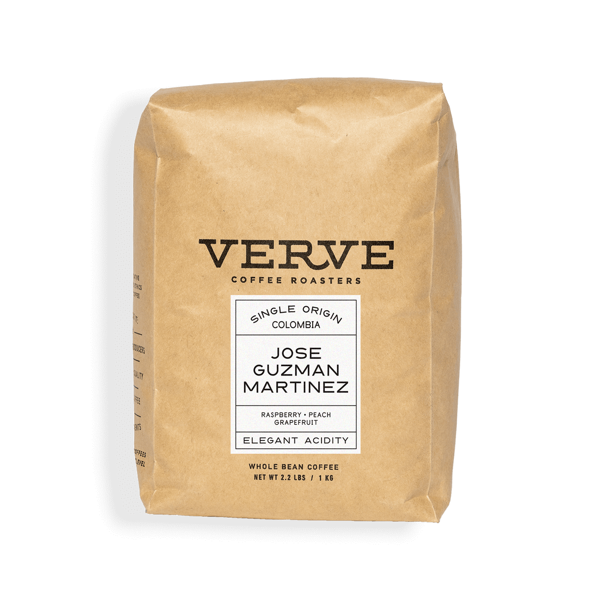 Verve Coffee Roasters - Jose Martinez Guzman - Single Origin - Colombia - Tasting Notes: Raspberry, Peach, Grapefruit - Elegant Acidity - Whole Bean Coffee - 2.2 lbs / 1 kg