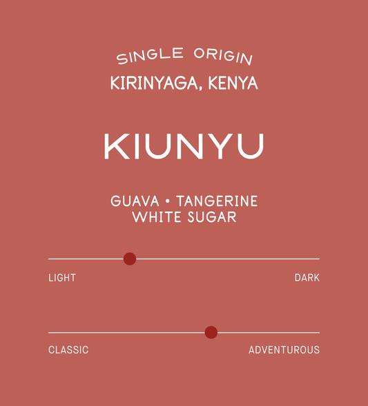 Verve Coffee Roasters - Kiunyu - Scent Profile - Single Origin - Kirinyaga, Kenya - Tasting Notes: Guava, Tangerine, White Sugar - Light + Adventurous