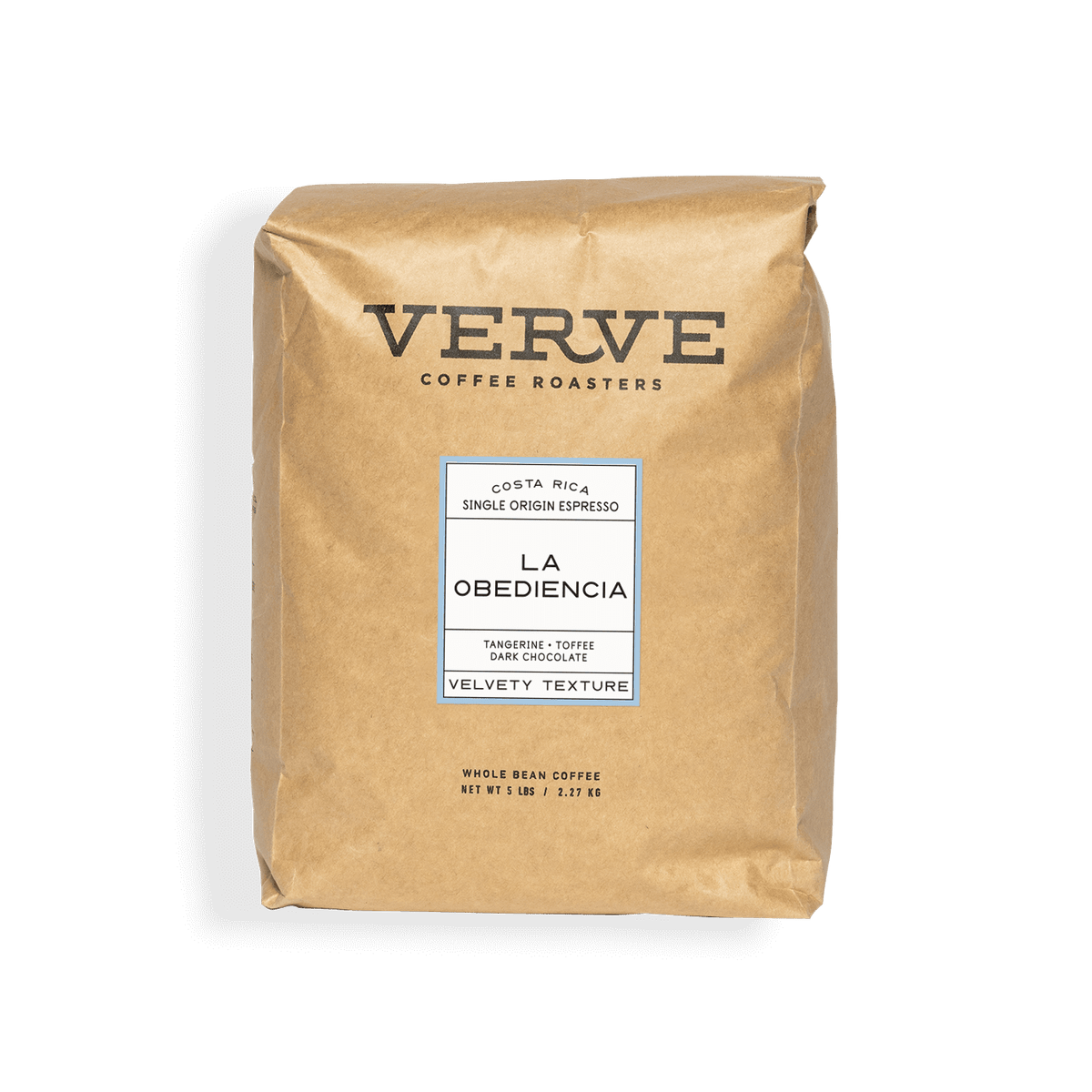 Verve Coffee Roasters - La Obediencia - 5lb - Single Origin  Espresso - Costa Rica - Tasting Notes: Tangerine, Toffee, Dark Chocolate - Velvety Texture - Whole Bean Coffee - 5 lbs / 2.27 kg
