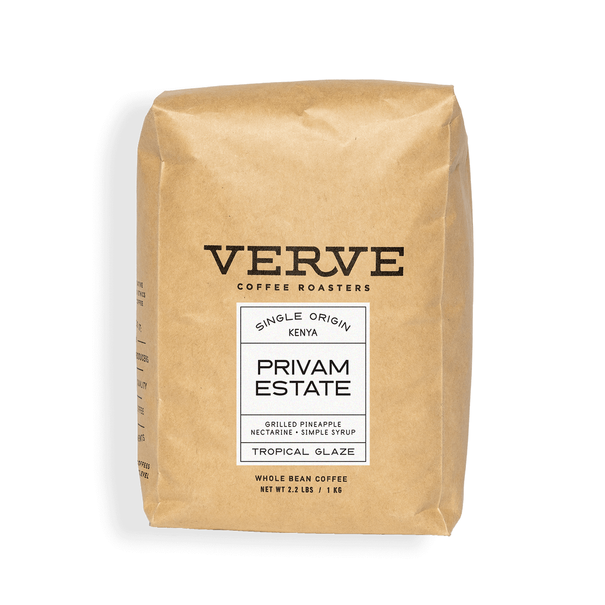 Verve Coffee Roasters - Privam Estate - Single Origin Kenya - Notes: Grilled Pineapple, Nectarine, Simple Syrup - Tropical Glaze - Whole Bean Coffee - 2.2 lbs / 1 kg
