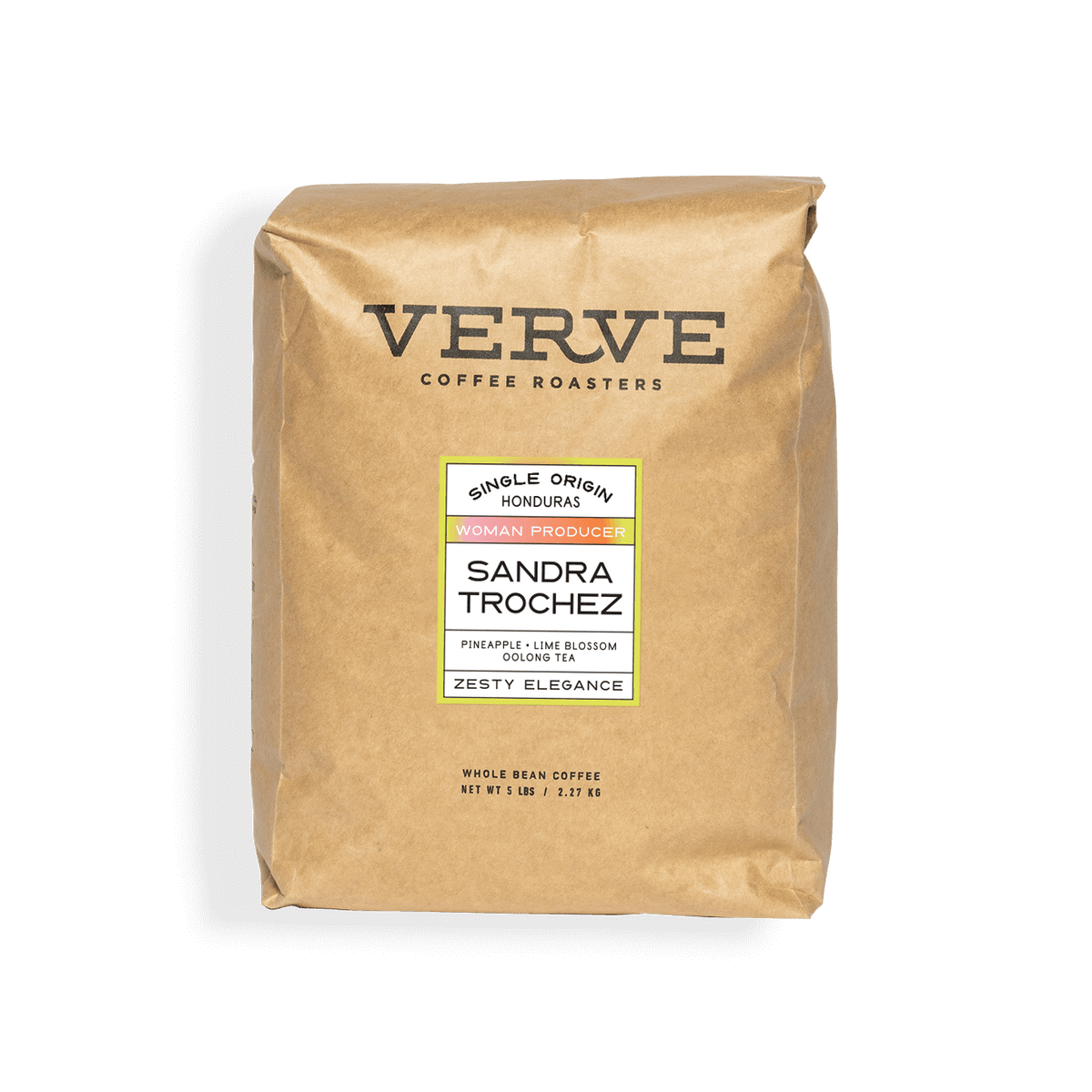Verve Coffee Roasters - Sandra Trochez - 5lb - Single Origin - Honduras - Woman Producer - Tasting Notes: Pineapple, Lime Blossom, Oolong Tea - Zesty Elegance - Whole Bean Coffee - 5 lbs / 2.27 kg