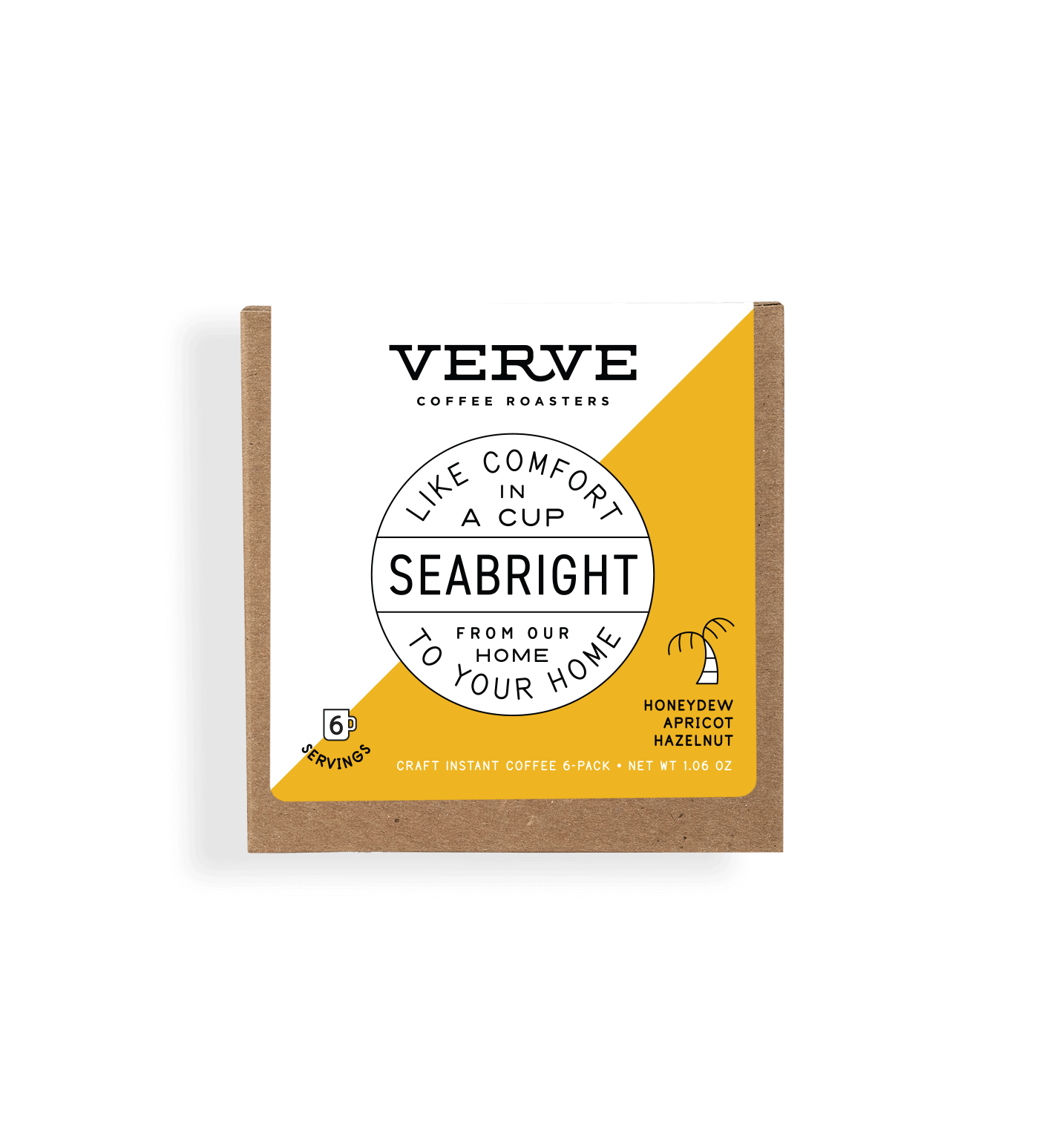 Verve Coffee Roasters - Seabright - Like Comfort In A Cup - From Our Home To Your Home - Notes: Honeydew, Apricot, Hazelnut - 6 Servings - Craft Instant Coffee 6-Pack
