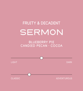 Verve Coffee Roasters - Sermon - Scent Profile - Fruity & Decadent - Blueberry Pie, Candied Pecan, Cocoa - Medium + Classic
