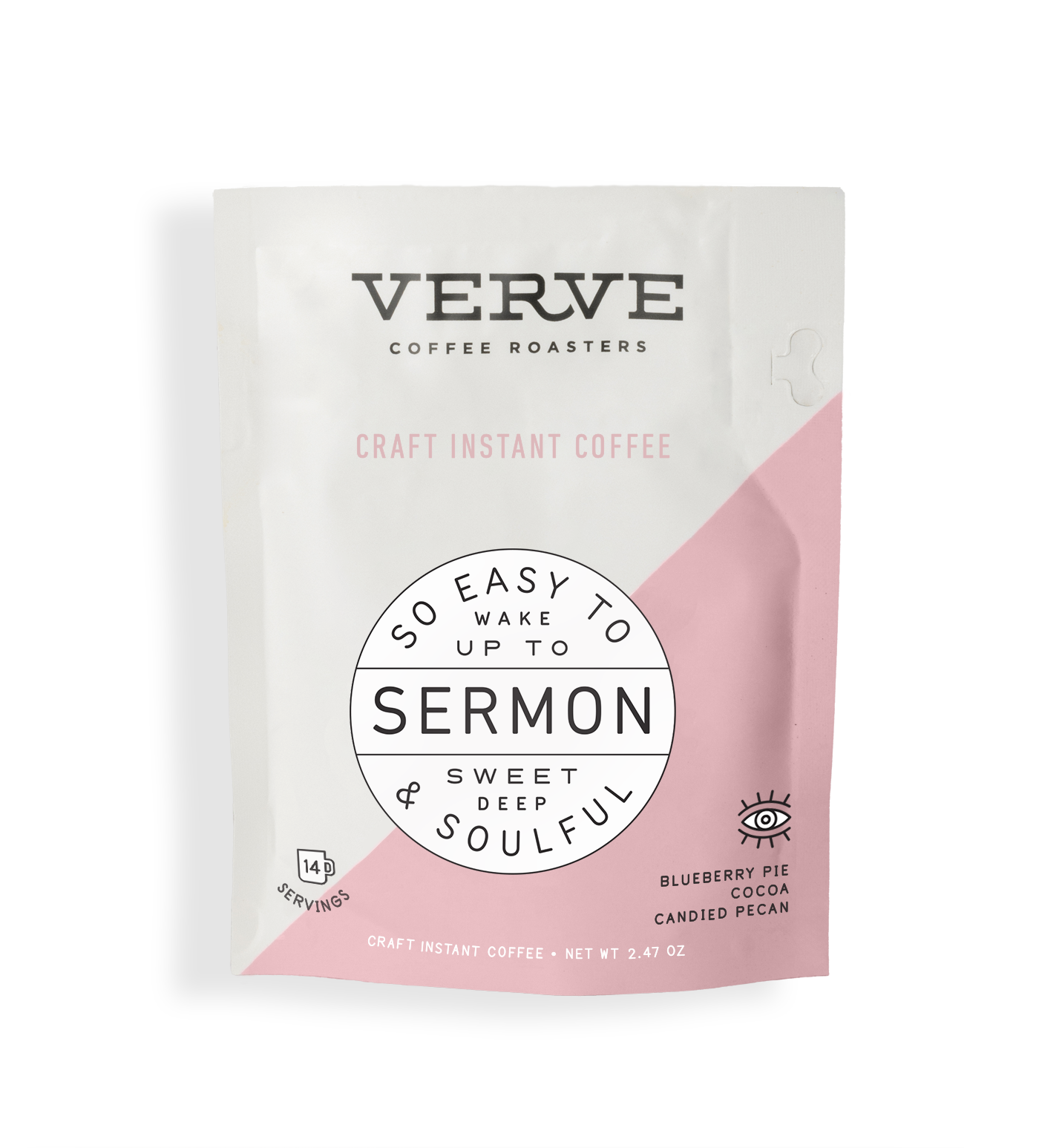 Verve Coffee Roasters - Sermon - Craft Instant Coffee - So Easy To Wake Up To - Sweet, Deep, & Soulful - Notes: Blueberry Pie, Cocoa, Candied Pecan - 14 Servings - 2.47 oz