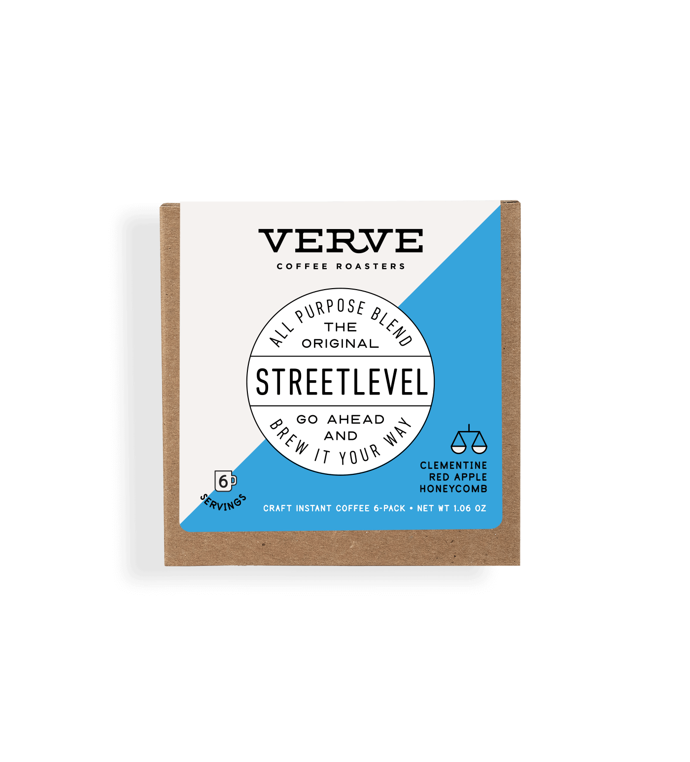 Verve Coffee Roasters - Streetlevel - All Purpose Blend - The Original - Go Ahead And Brew It Your Way - Notes: Clementine, Red Apple, Honeycomb - 6 Servings - Craft Instant Coffee 6-Pack