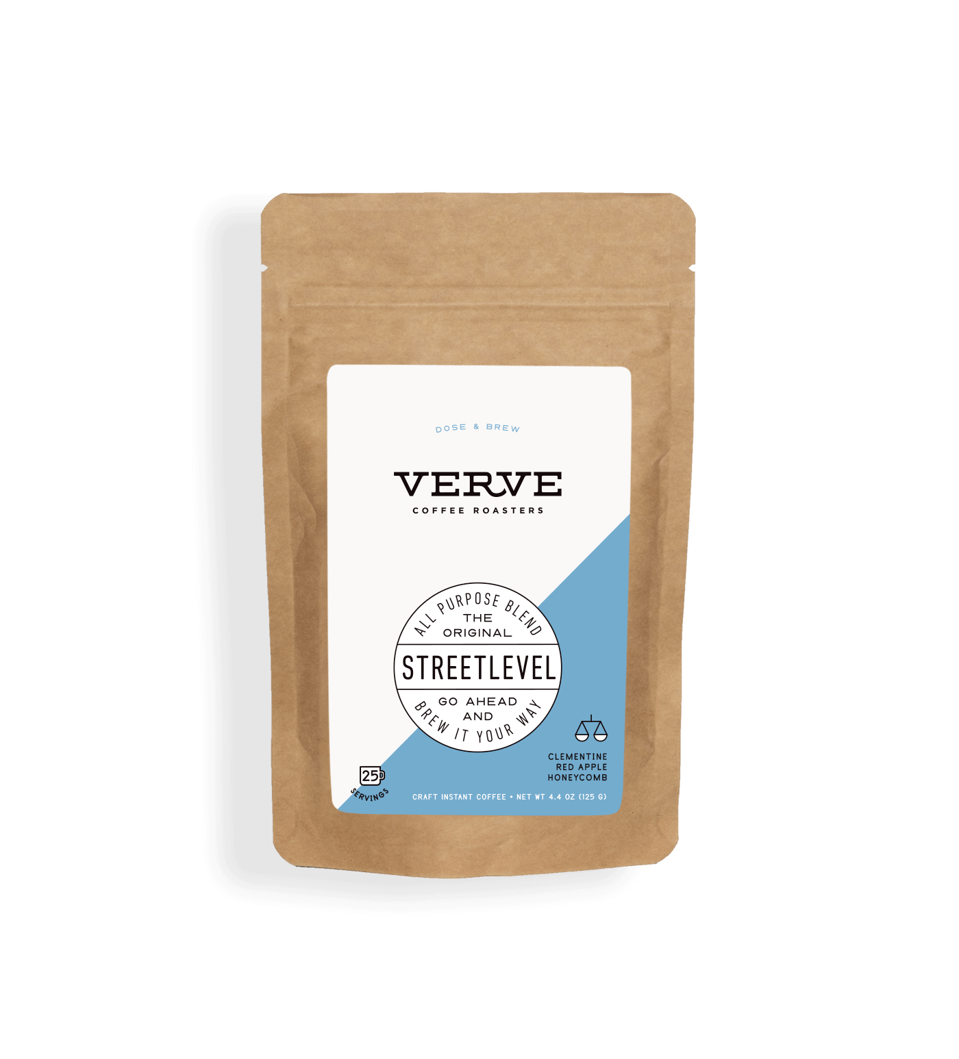 Verve Coffee Roasters - Streetlevel - Craft Instant Multiserve - 125g - All purpose blend - The original - Go ahead and brew it your way - Notes: Clementine, Red Apple, Honeycomb - Up to 25 Servings - Craft Instant Coffee