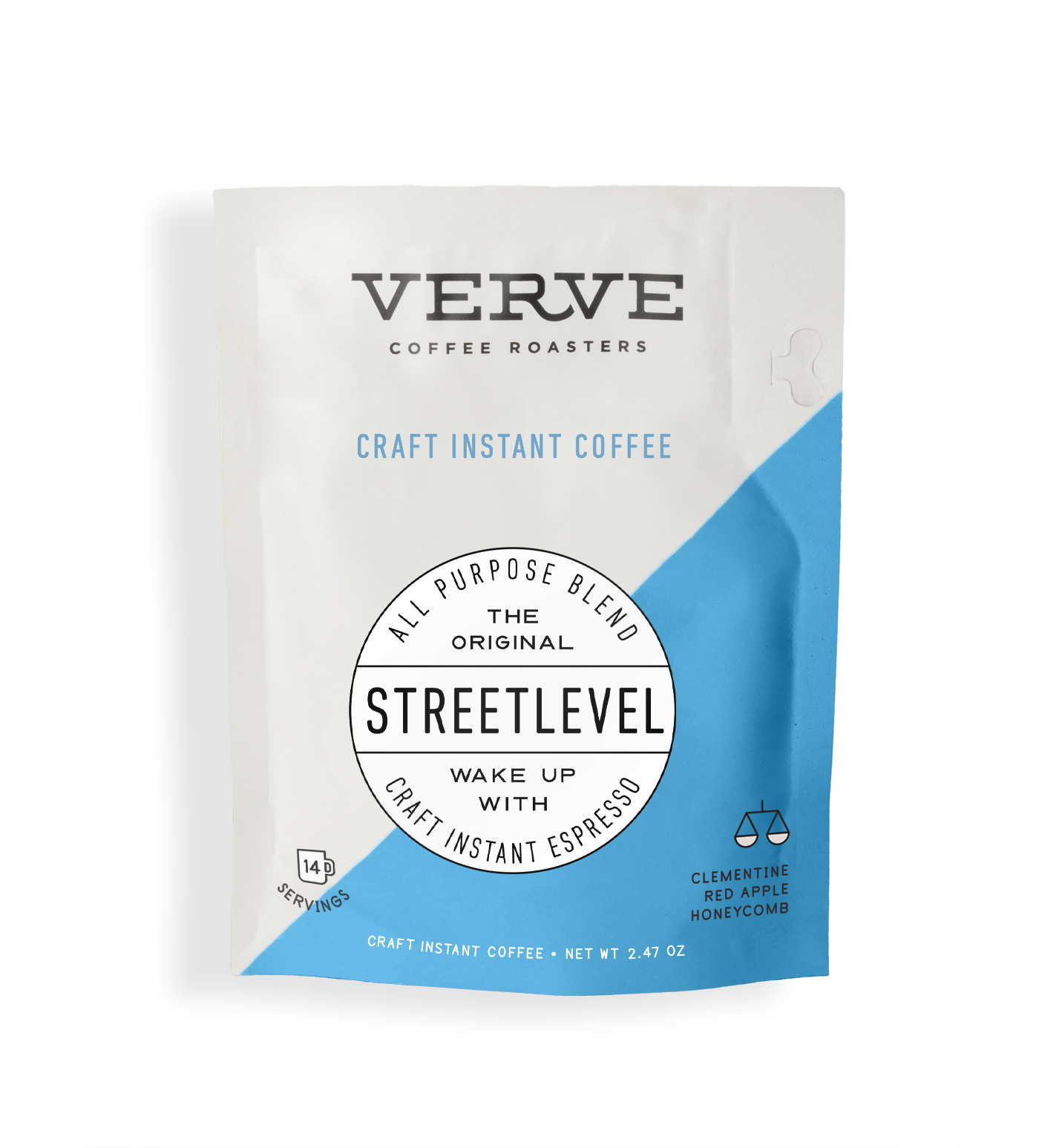 Verve Coffee Roasters - Streetlevel - Craft Instant Coffee -  All Purpose Blend - The Original - Wake Up With Craft Instant Espresso - Notes: Clementine, Red Apple, Honeycomb - 14 Servings - 2.47 oz