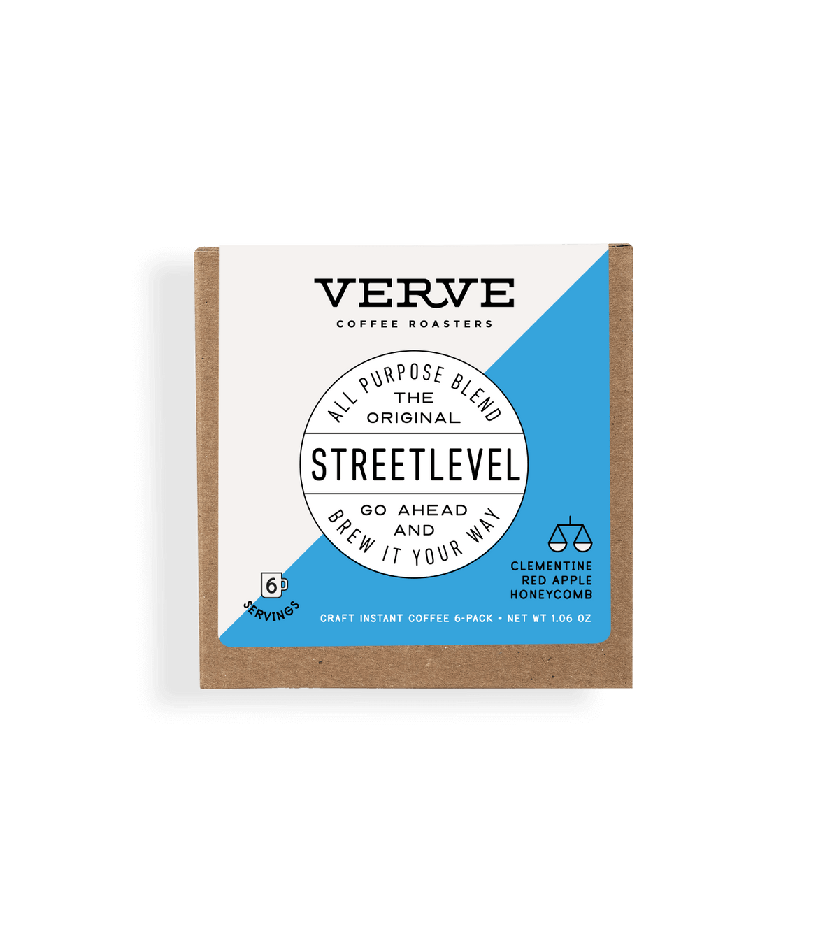 Verve Coffee Roasters - Streetlevel - All Purpose Blend - The Original - Go Ahead And Brew It Your Way - Notes: Clementine, Red Apple, Honeycomb - 6 Servings - Craft Instant Coffee 6-Pack