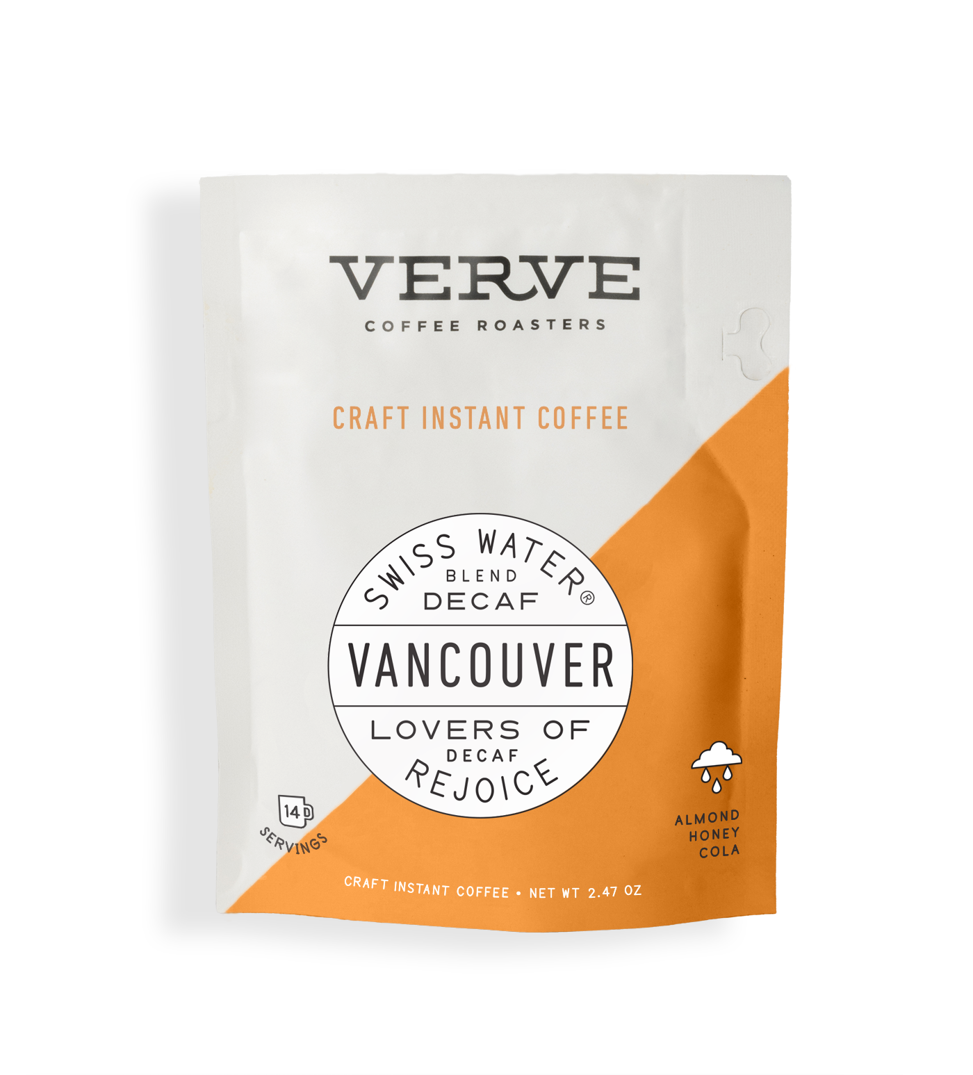 Verve Coffee Roasters - Vancouver - Swiss Water Blend Decaf - Craft Instant Coffee - Lovers Of Decaf Rejoice - Notes: Almond, Honey, Cola - 14 Servings - 2.47 oz