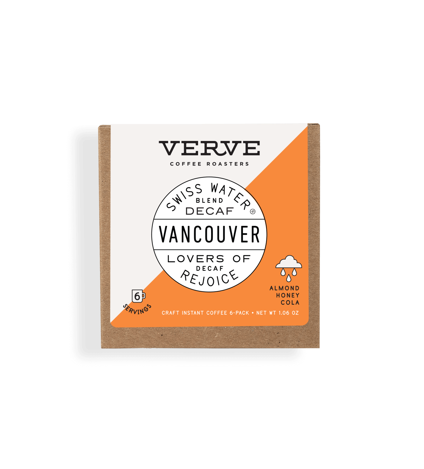 Verve Coffee Roasters - Vancouver - Swiss Water Blend Decaf - Lovers Of Decaf Rejoice - Notes: Almond, Honey, Cola - 6 Servings - Craft Instant Coffee 6-Pack