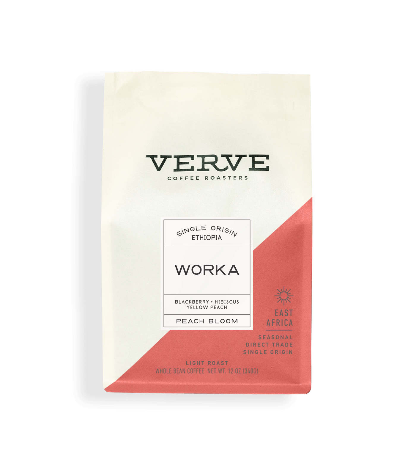 Verve Coffee Roasters - Worka - Single Origin Ethiopia - Blackberry, Hibiscus, Yellow Peach - Peach Bloom - East Africa - Seasonal - Direct Trade - Light Roast