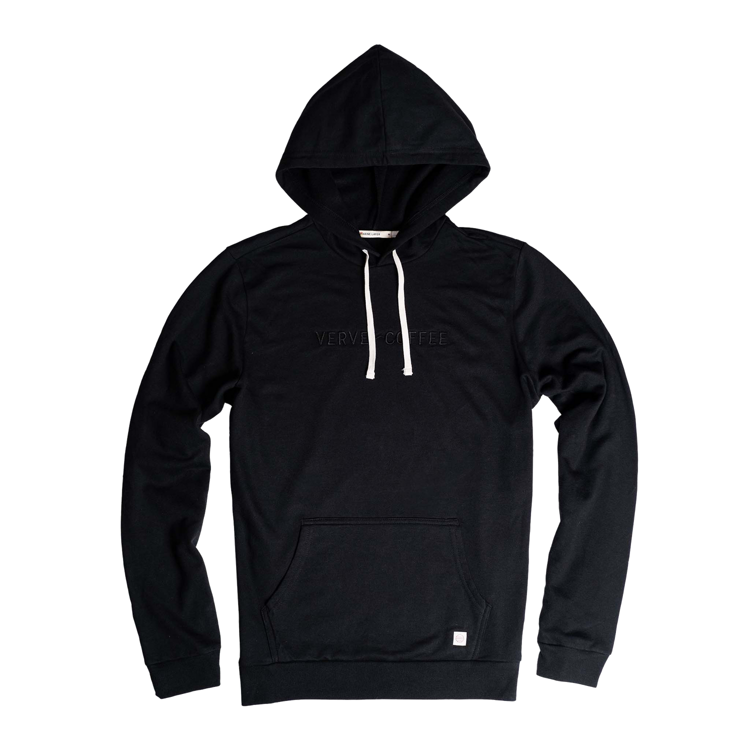 Verve Classic Noir Unisex Pullover Hoodie. All Black with "verve coffee" embroidery 