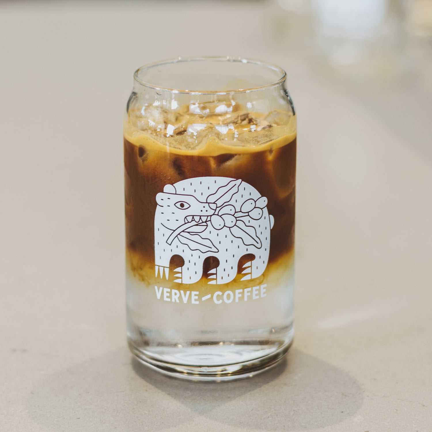 Herald Glass with iced coffee inside