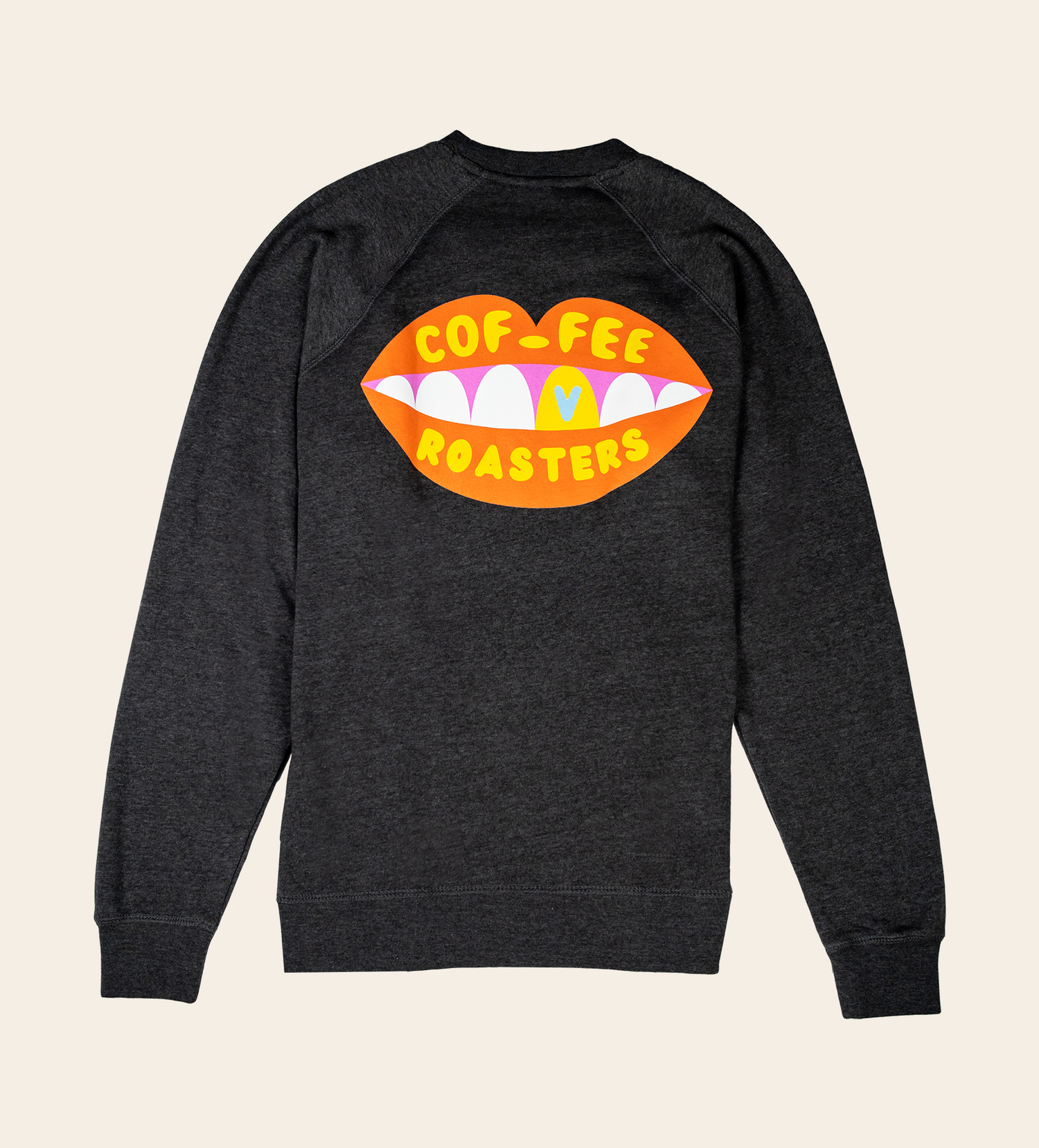 Gold Grin Crewneck back. "Coffee Roasters" text in the back. 